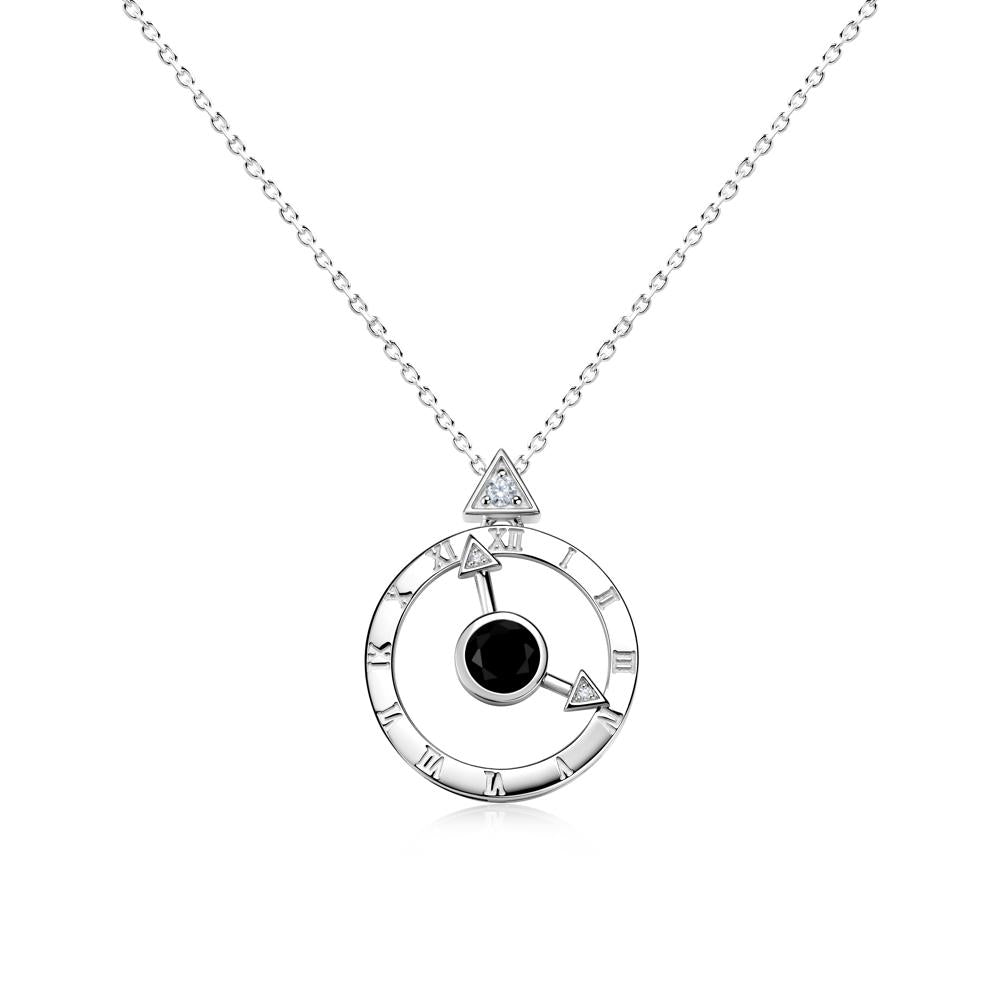 Clock and Compass Amethyst Necklace - LUO Jewelry #gemstone_Black Spinel