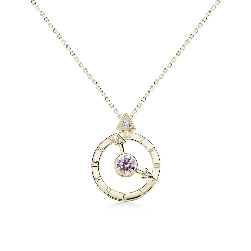 Clock and Compass Amethyst Necklace - LUO Jewelry #gemstone_Pink Cubic Zirconia