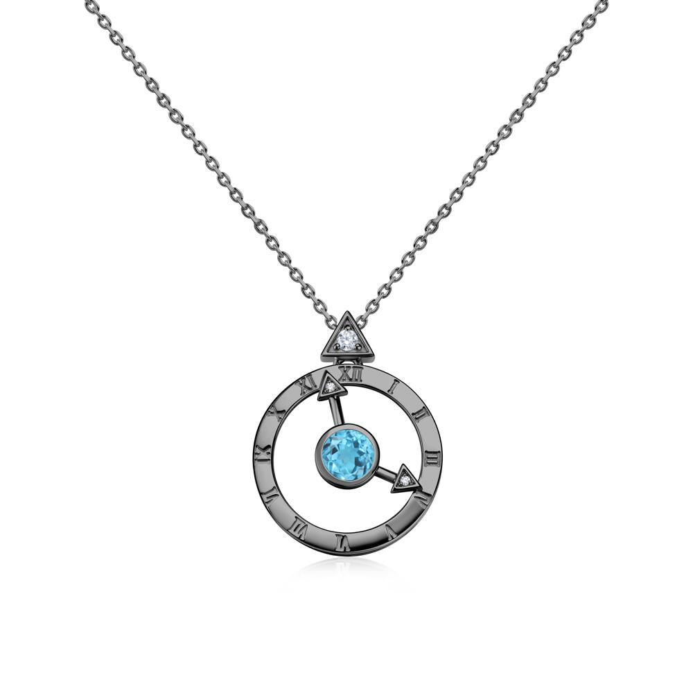 Clock and Compass Amethyst Necklace - LUO Jewelry #gemstone_Swiss Blue Topaz