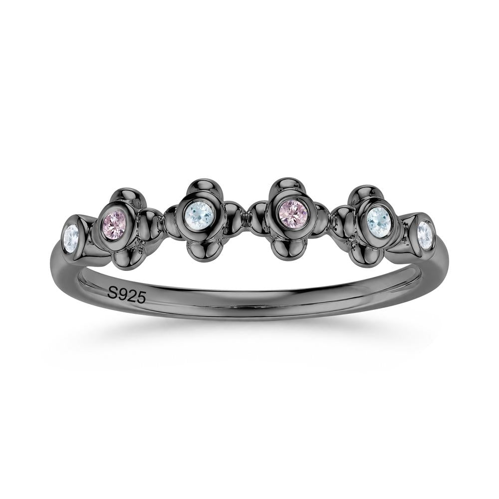 Four Leaf Clover Cubic Zirconia and Ruby and Sapphire Wedding Band Ring - LUO Jewelry #gemstone_Aquamarine and Cubic Zirconia and Pink Cubic Zirconia
