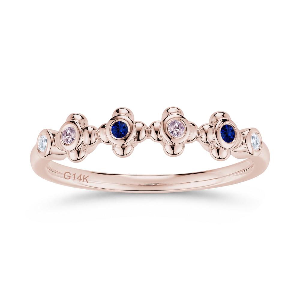 Four Leaf Clover Cubic Zirconia and Ruby and Sapphire Wedding Band Ring - LUO Jewelry #gemstone_Cubic Zirconia and Pink Cubic Zirconia and Sapphire