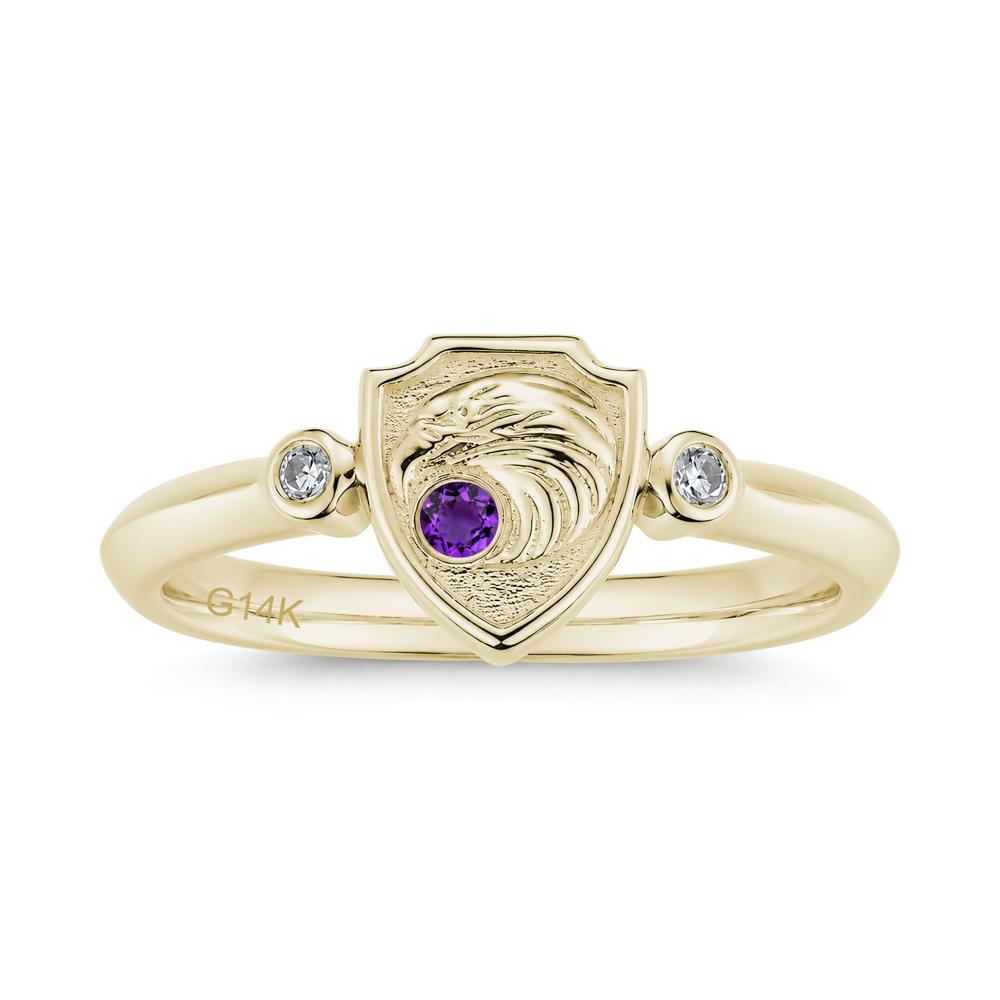Engraved Eagle Signet Sapphire Ring - LUO Jewelry #gemstone_Amethyst