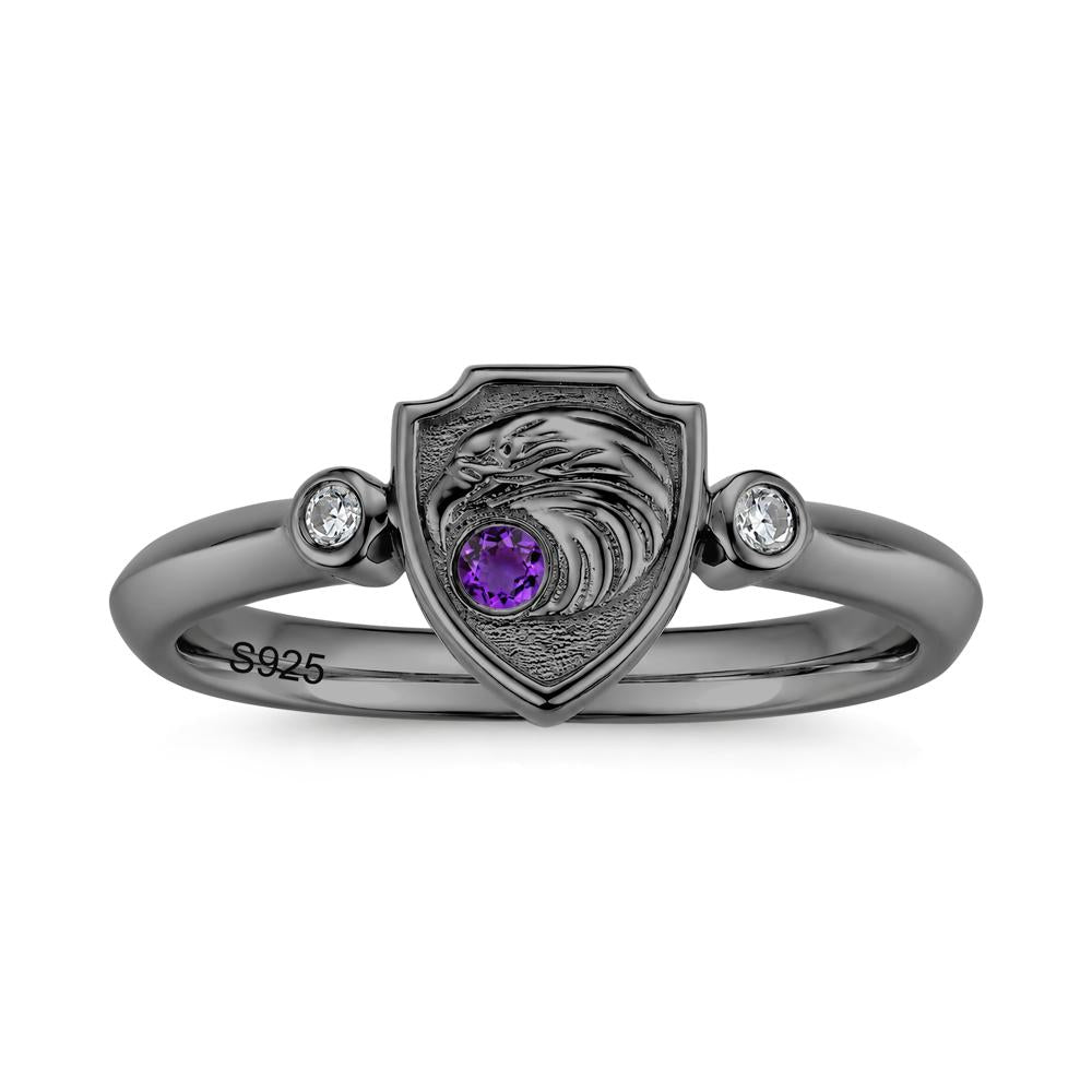 Engraved Eagle Signet Sapphire Ring - LUO Jewelry #gemstone_Amethyst