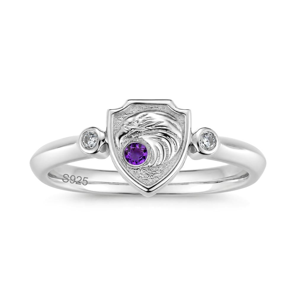 Engraved Eagle Signet Sapphire Ring - LUO Jewelry #gemstone_Amethyst