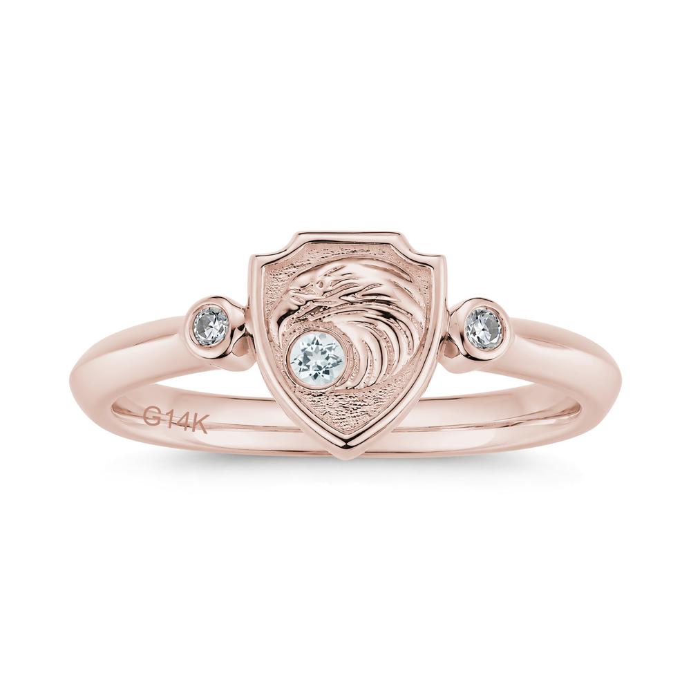 Engraved Eagle Signet Sapphire Ring - LUO Jewelry #gemstone_Aquamarine