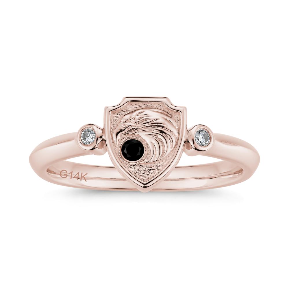 Engraved Eagle Signet Sapphire Ring - LUO Jewelry #gemstone_Black Spinel