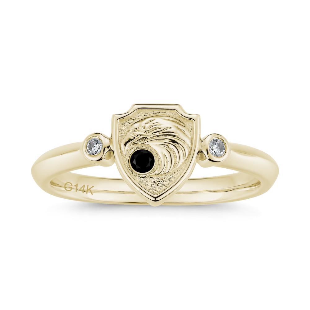 Engraved Eagle Signet Sapphire Ring - LUO Jewelry #gemstone_Black Spinel