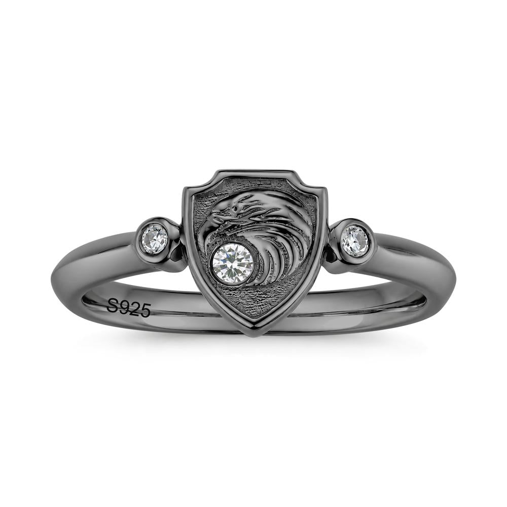 Engraved Eagle Signet Sapphire Ring - LUO Jewelry #gemstone_Cubic Zirconia