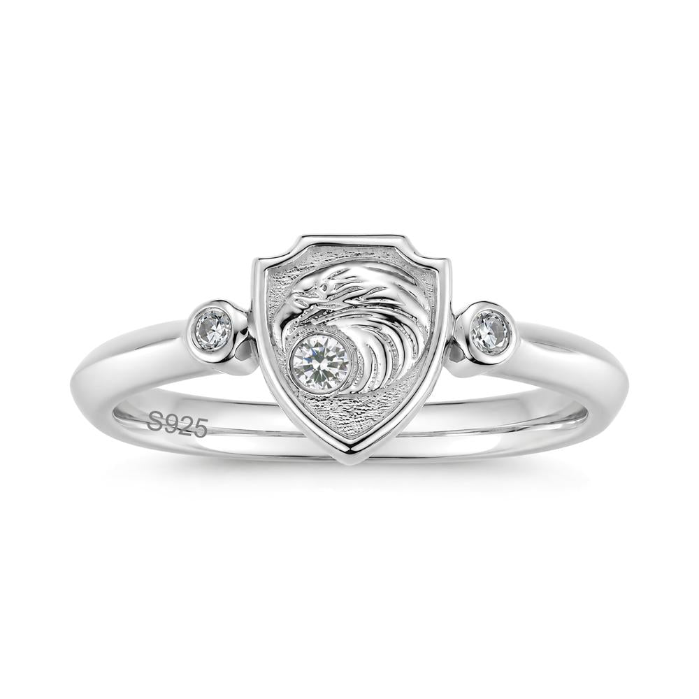 Engraved Eagle Signet Sapphire Ring - LUO Jewelry #gemstone_Cubic Zirconia