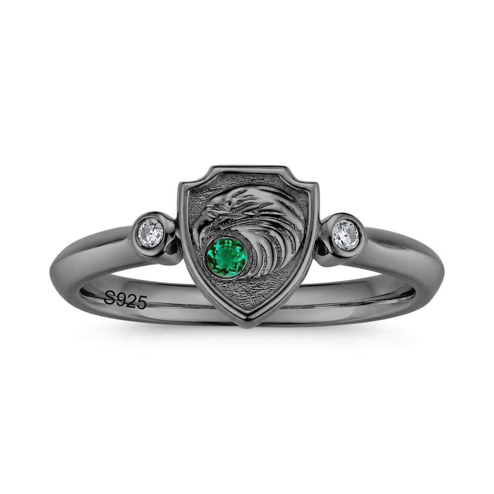 Engraved Eagle Signet Sapphire Ring - LUO Jewelry #gemstone_Emerald