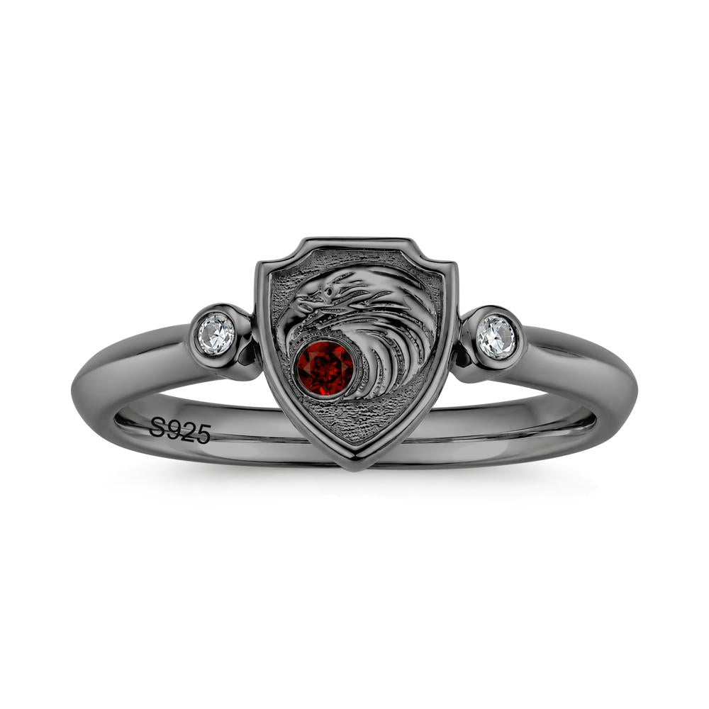 Engraved Eagle Signet Sapphire Ring - LUO Jewelry #gemstone_Garnet