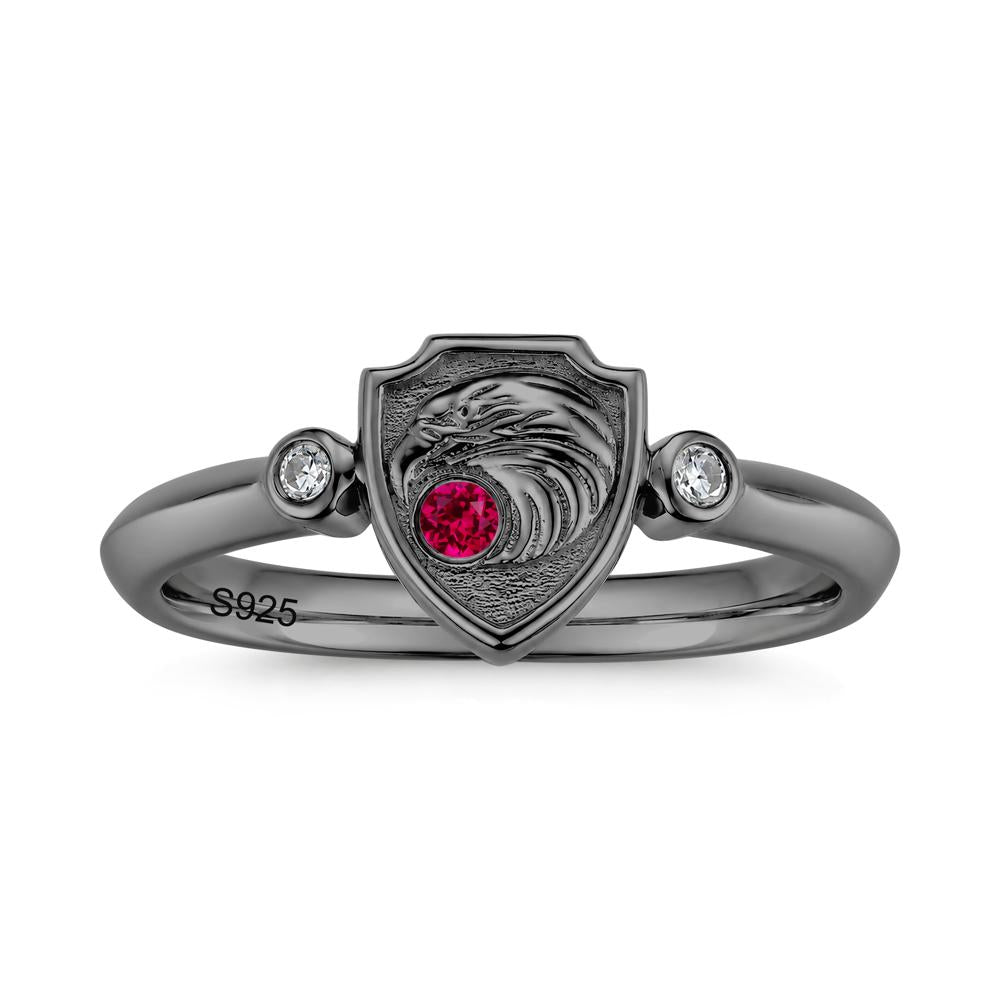 Engraved Eagle Signet Sapphire Ring - LUO Jewelry #gemstone_Ruby