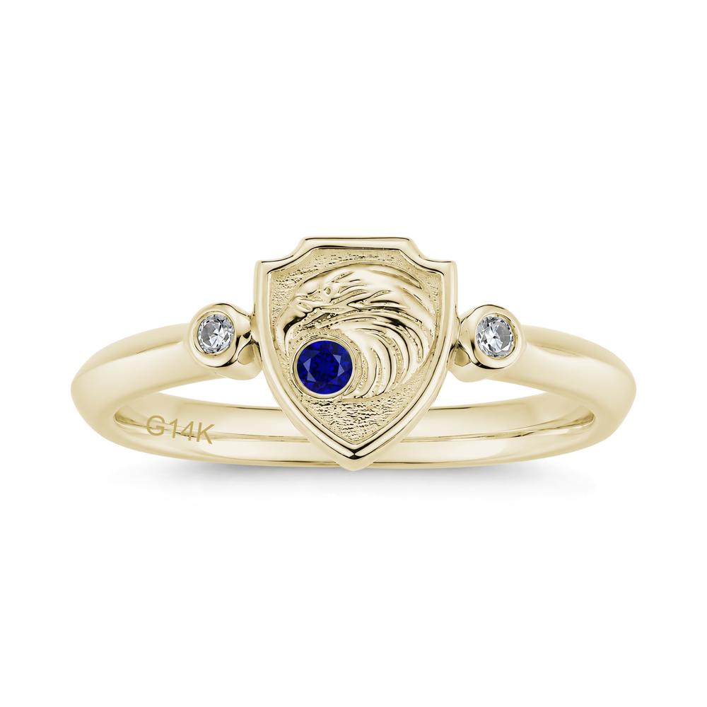 Engraved Eagle Signet Sapphire Ring - LUO Jewelry #gemstone_Sapphire