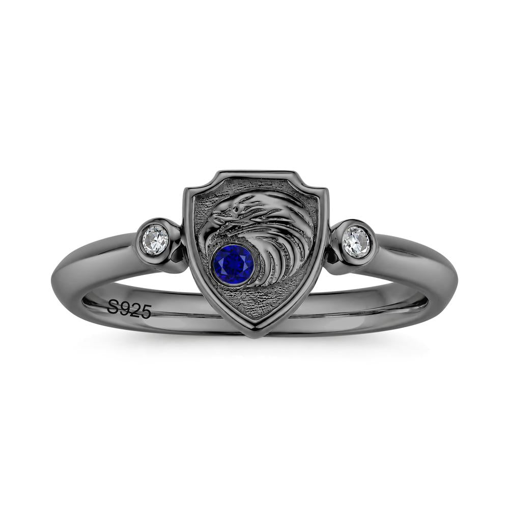 Engraved Eagle Signet Sapphire Ring - LUO Jewelry #gemstone_Sapphire