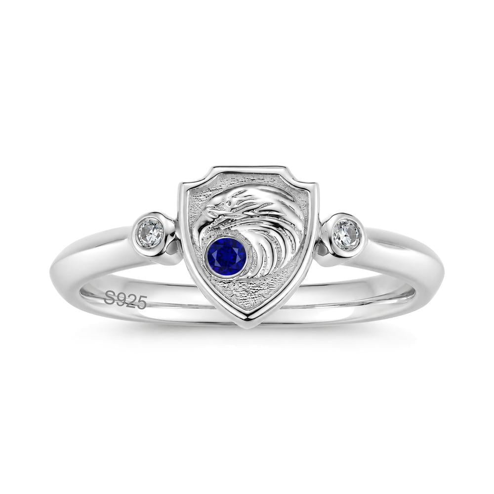 Engraved Eagle Signet Sapphire Ring - LUO Jewelry #gemstone_Sapphire