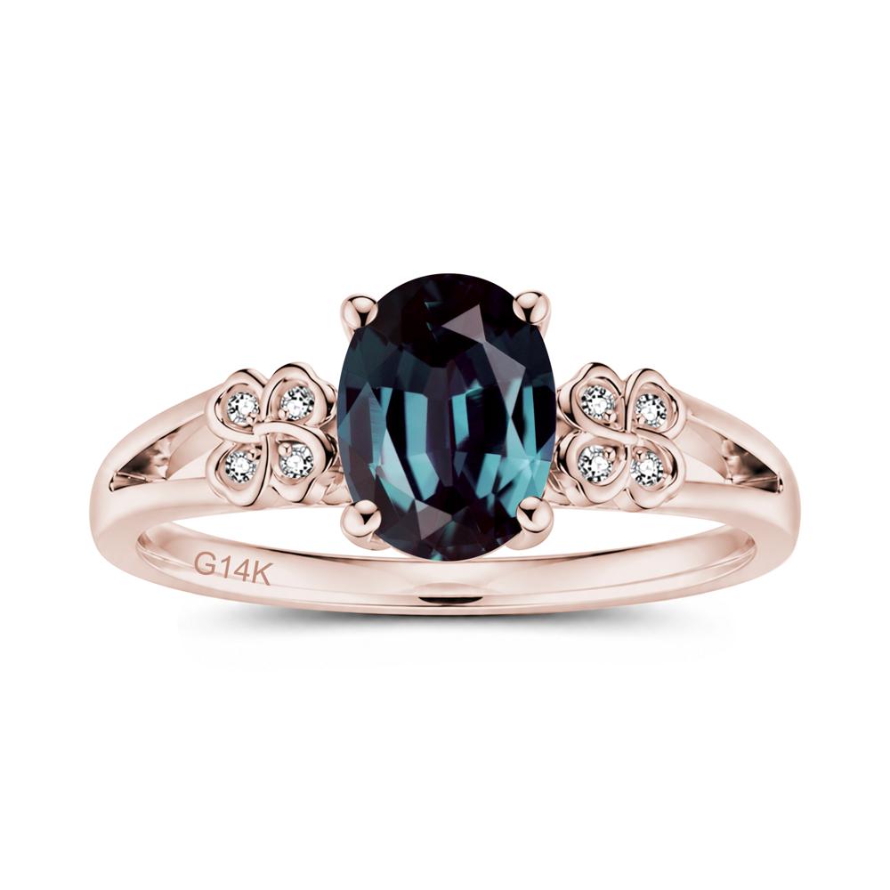 Oval Cut Emerald Leaf Clover Ring - LUO Jewelry #gemstone_Alexandrite