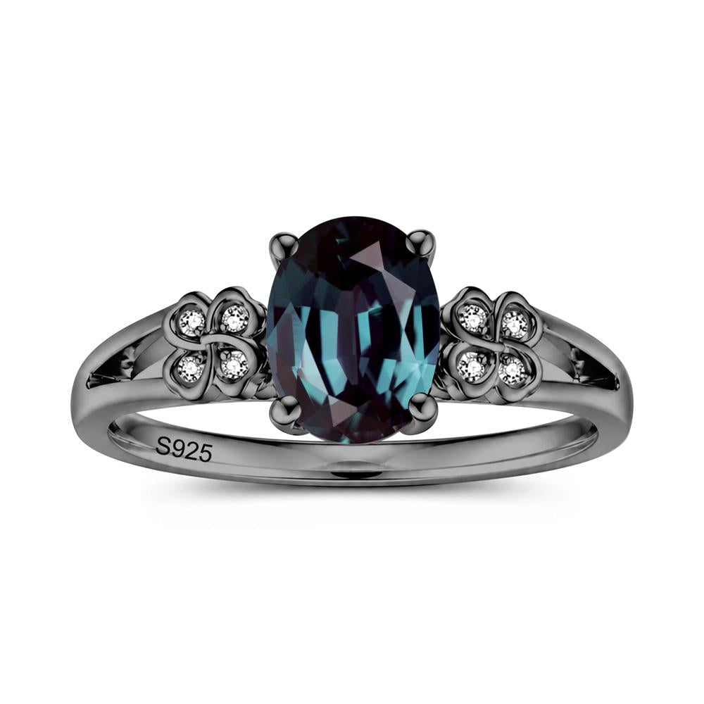 Oval Cut Emerald Leaf Clover Ring - LUO Jewelry #gemstone_Alexandrite