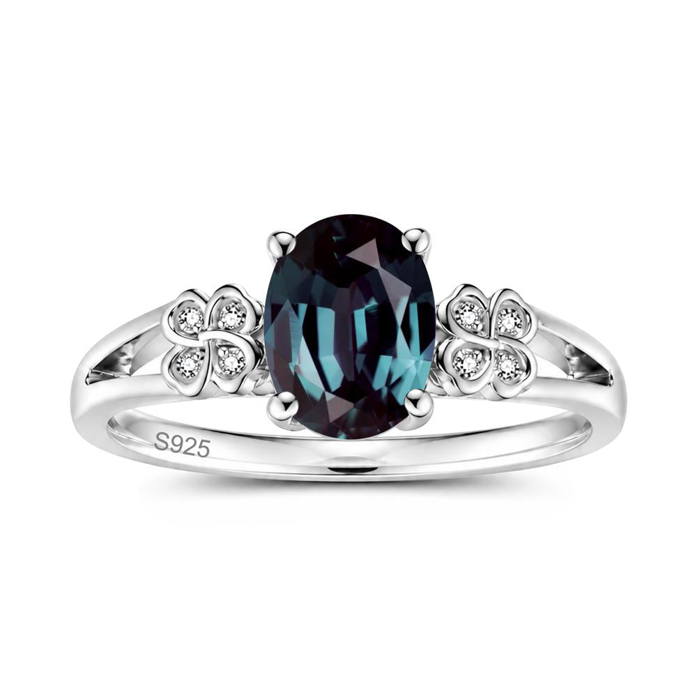 Oval Cut Emerald Leaf Clover Ring - LUO Jewelry #gemstone_Alexandrite