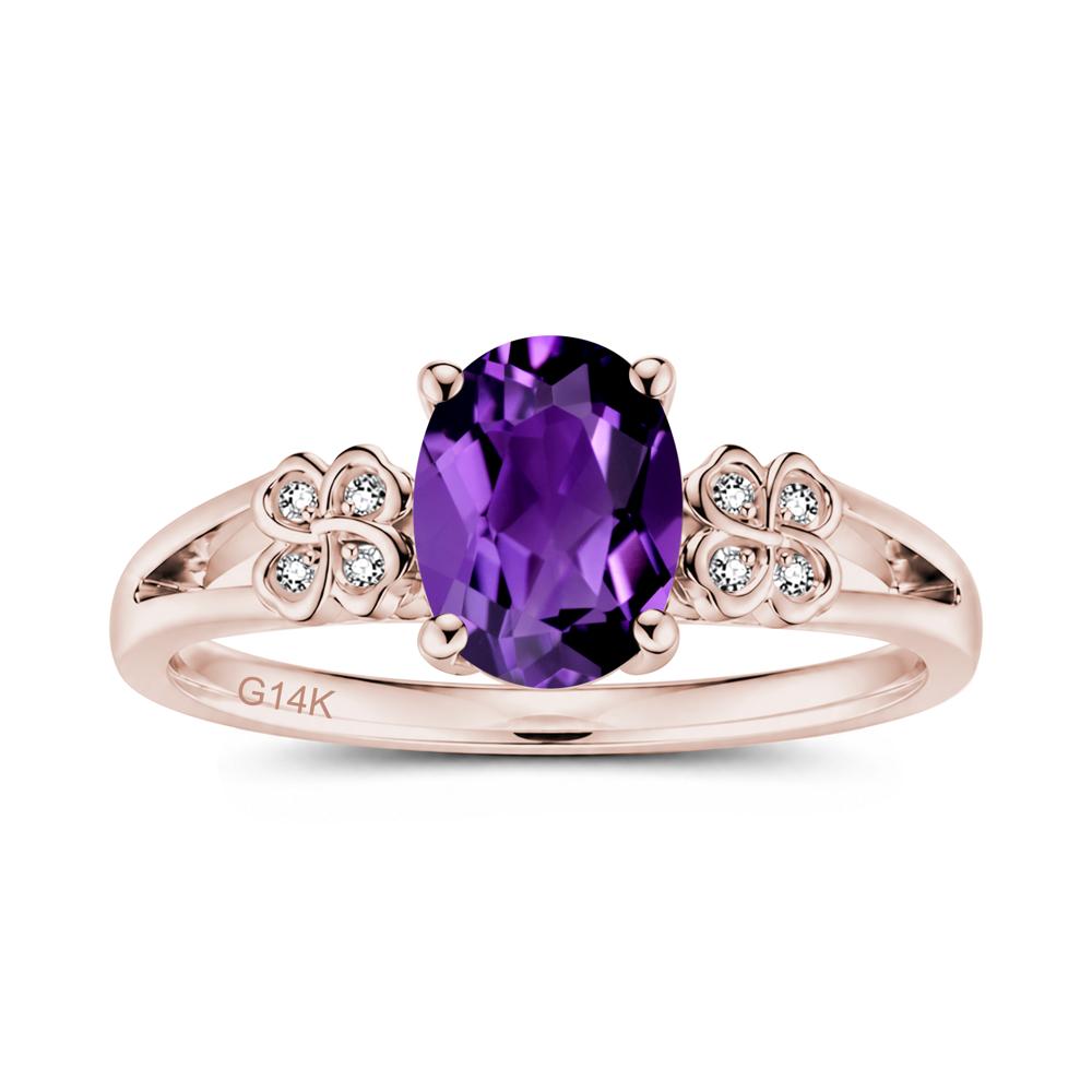 Oval Cut Emerald Leaf Clover Ring - LUO Jewelry #gemstone_Amethyst