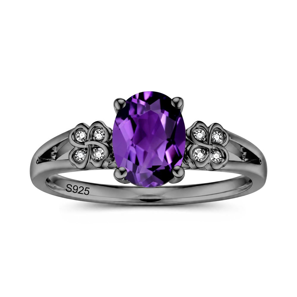 Oval Cut Emerald Leaf Clover Ring - LUO Jewelry #gemstone_Amethyst