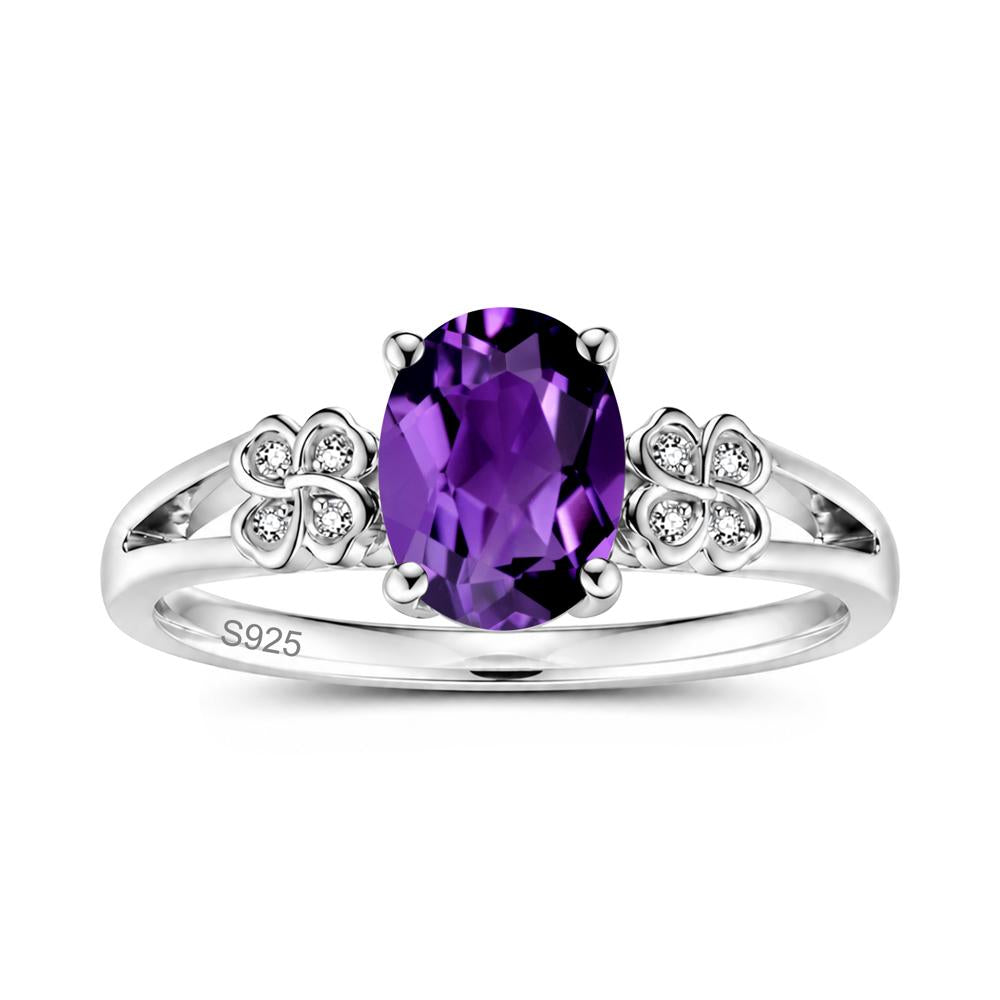 Oval Cut Emerald Leaf Clover Ring - LUO Jewelry #gemstone_Amethyst