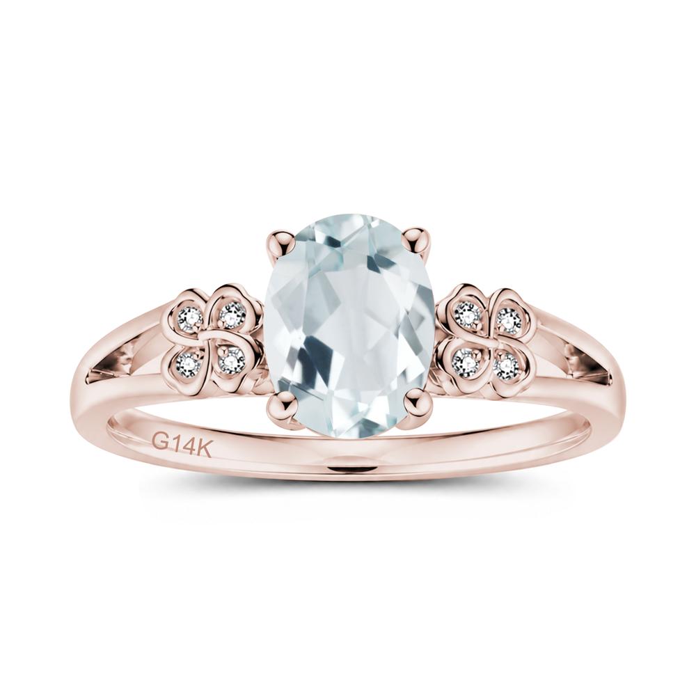 Oval Cut Emerald Leaf Clover Ring - LUO Jewelry #gemstone_Aquamarine