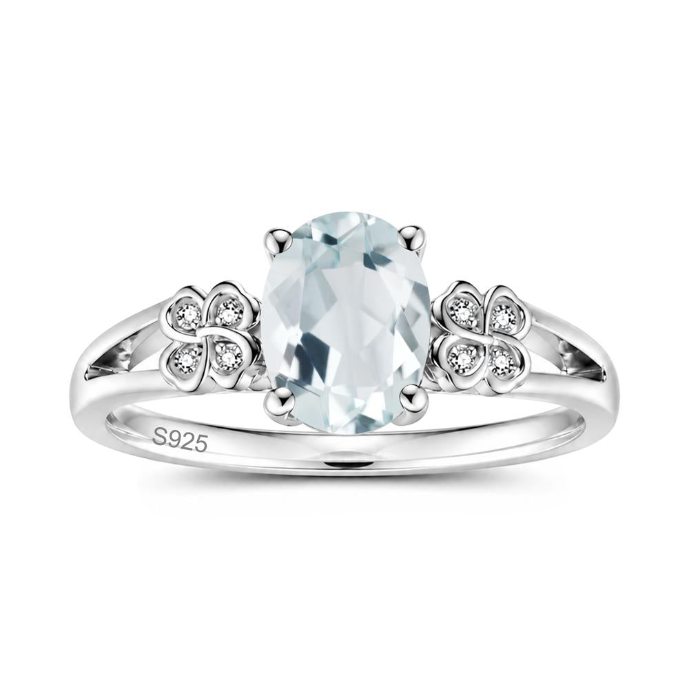 Oval Cut Emerald Leaf Clover Ring - LUO Jewelry #gemstone_Aquamarine