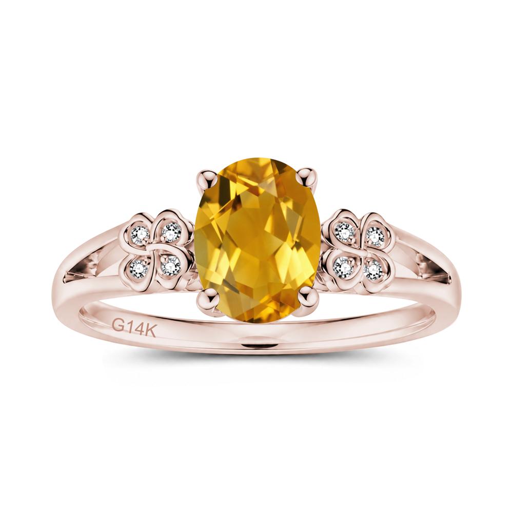 Oval Cut Emerald Leaf Clover Ring - LUO Jewelry #gemstone_Citrine
