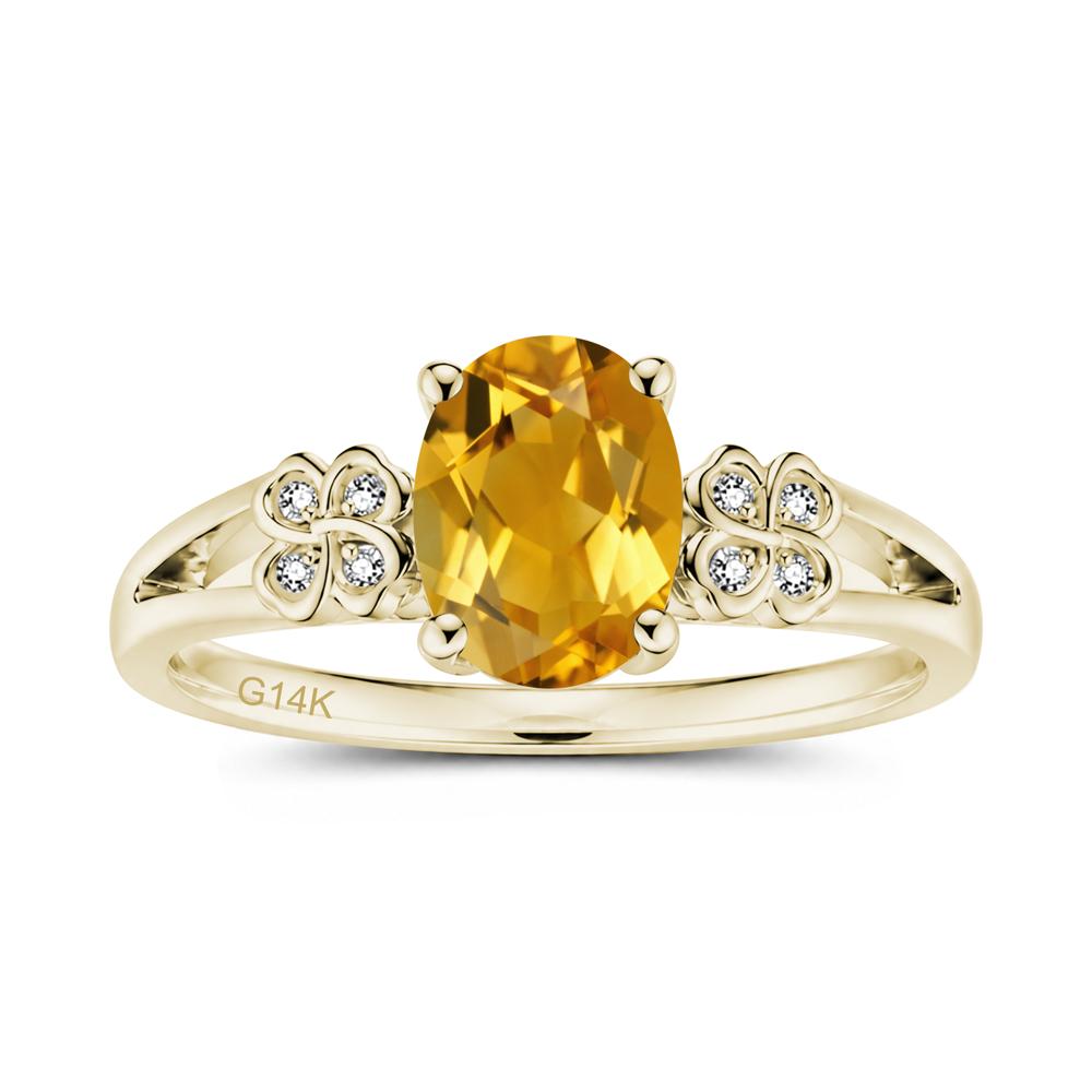 Oval Cut Emerald Leaf Clover Ring - LUO Jewelry #gemstone_Citrine