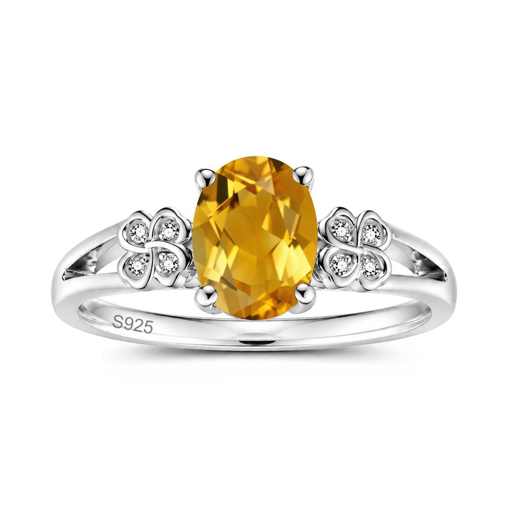 Oval Cut Emerald Leaf Clover Ring - LUO Jewelry #gemstone_Citrine