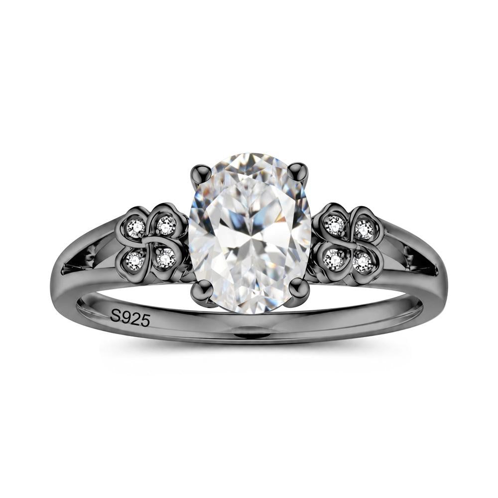 Oval Cut Emerald Leaf Clover Ring - LUO Jewelry #gemstone_Cubic Zirconia