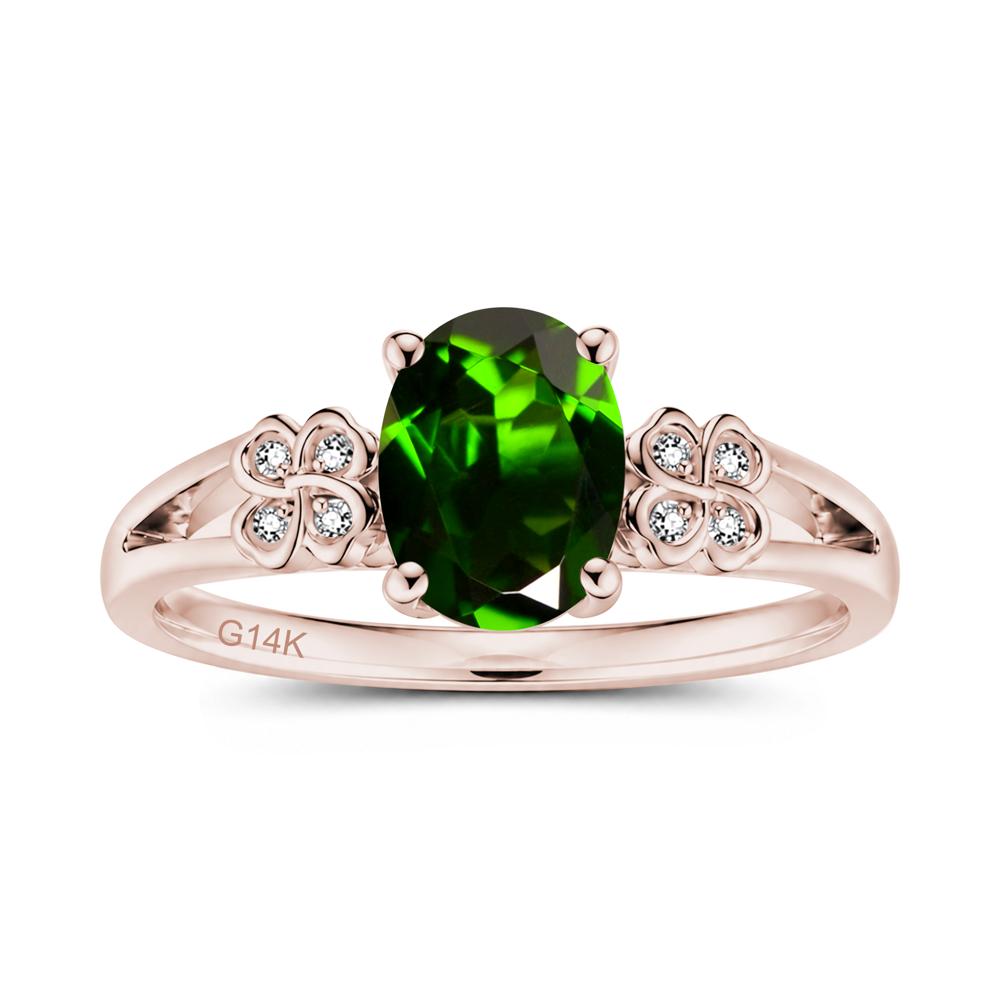 Oval Cut Emerald Leaf Clover Ring - LUO Jewelry #gemstone_Diopside
