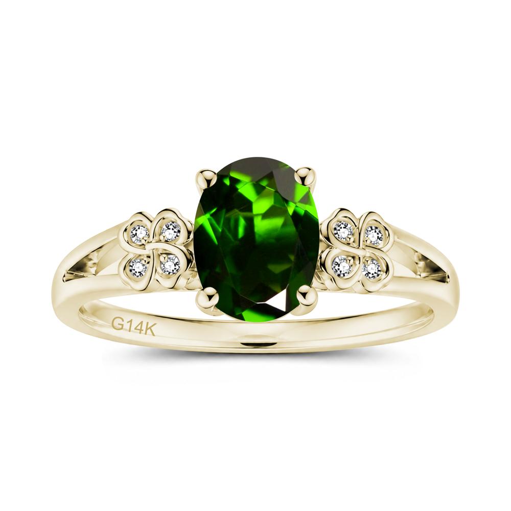 Oval Cut Emerald Leaf Clover Ring - LUO Jewelry #gemstone_Diopside