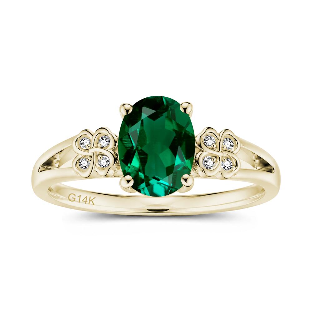 Oval Cut Emerald Leaf Clover Ring - LUO Jewelry #gemstone_Emerald