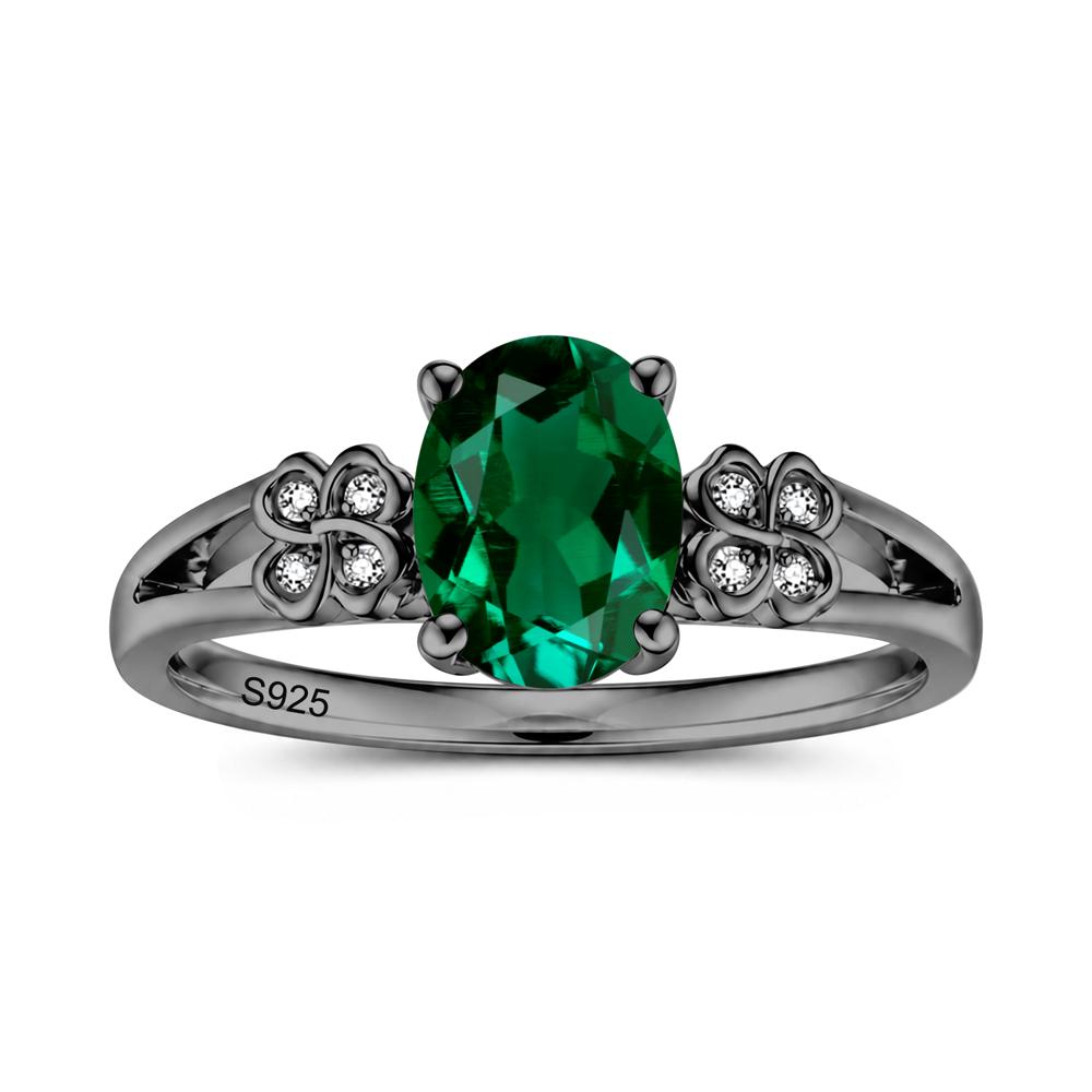 Oval Cut Emerald Leaf Clover Ring - LUO Jewelry #gemstone_Emerald