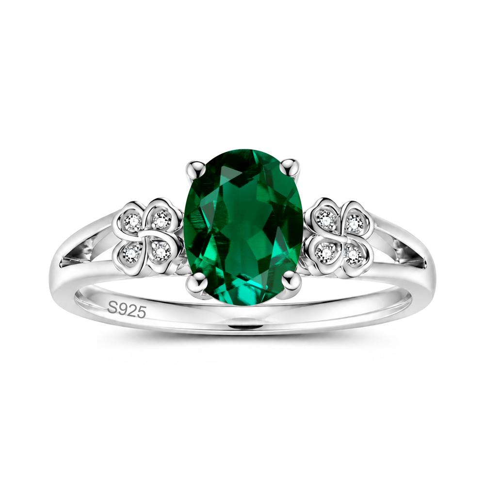Oval Cut Emerald Leaf Clover Ring - LUO Jewelry #gemstone_Emerald