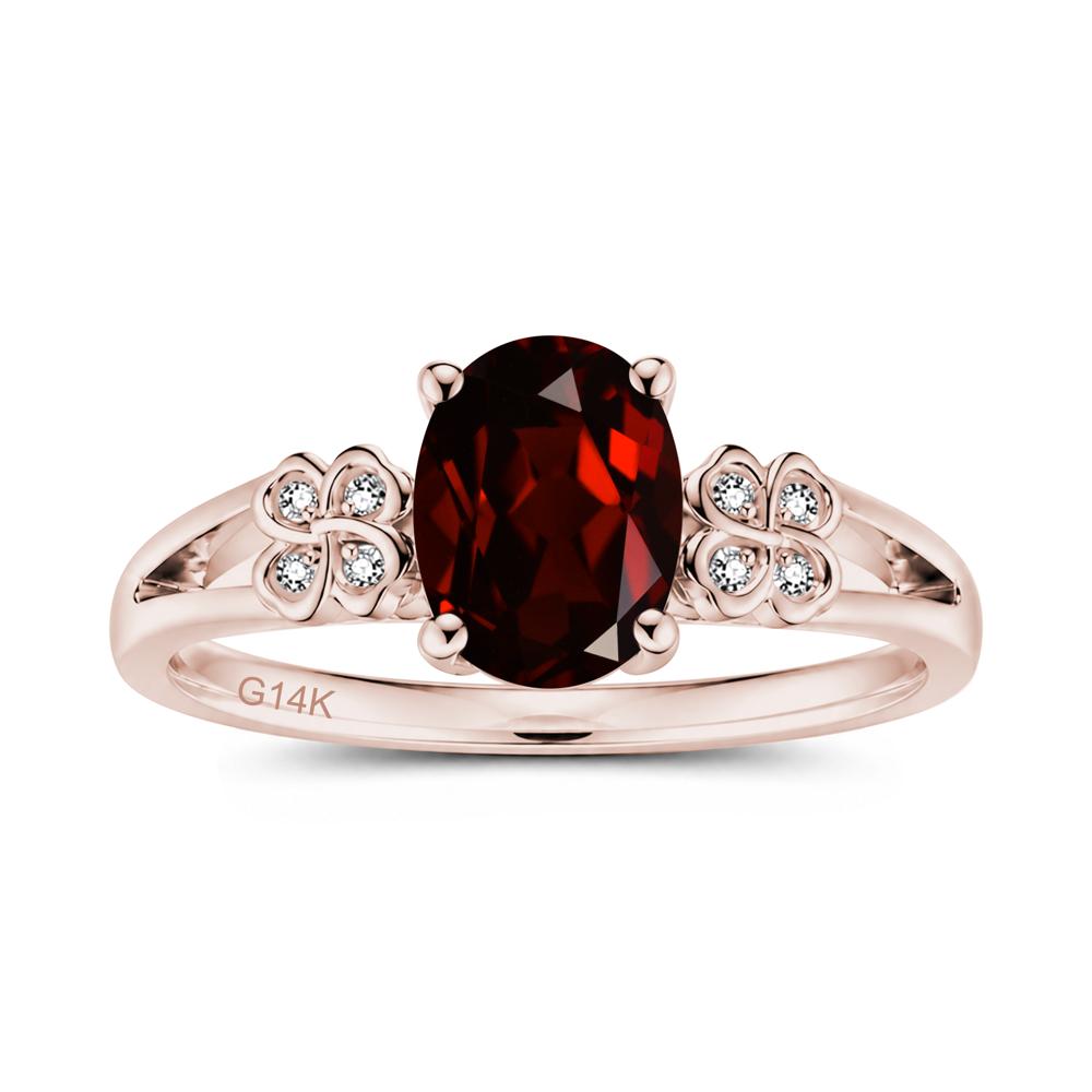 Oval Cut Emerald Leaf Clover Ring - LUO Jewelry #gemstone_Garnet