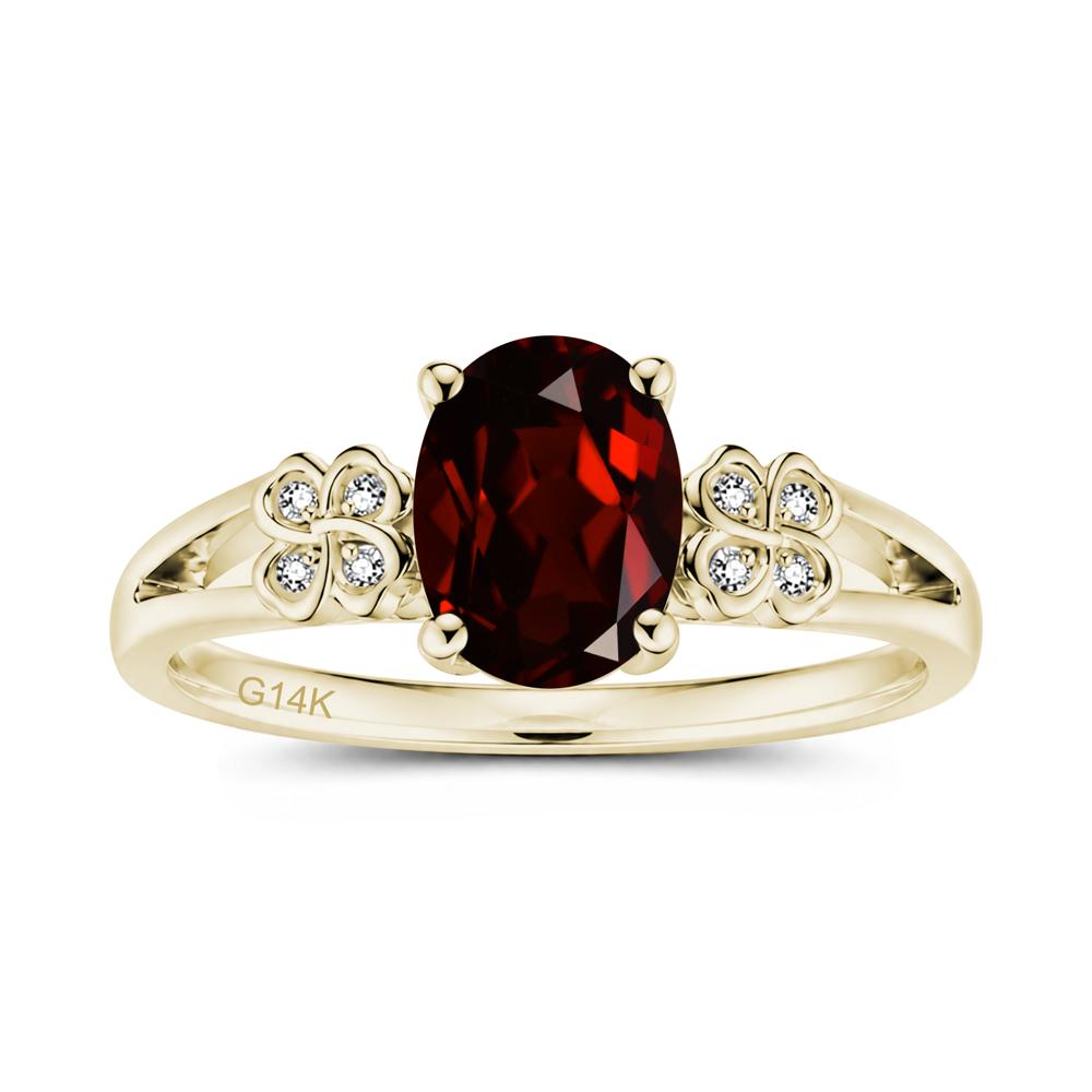 Oval Cut Emerald Leaf Clover Ring - LUO Jewelry #gemstone_Garnet