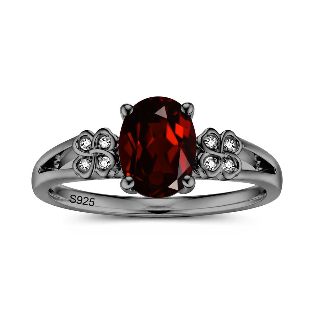 Oval Cut Emerald Leaf Clover Ring - LUO Jewelry #gemstone_Garnet