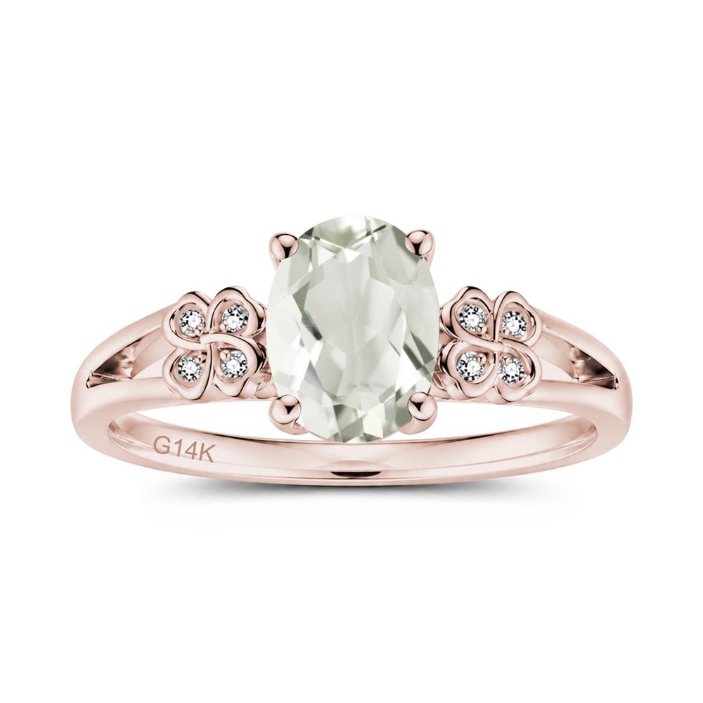 Oval Cut Emerald Leaf Clover Ring - LUO Jewelry #gemstone_Green Amethyst