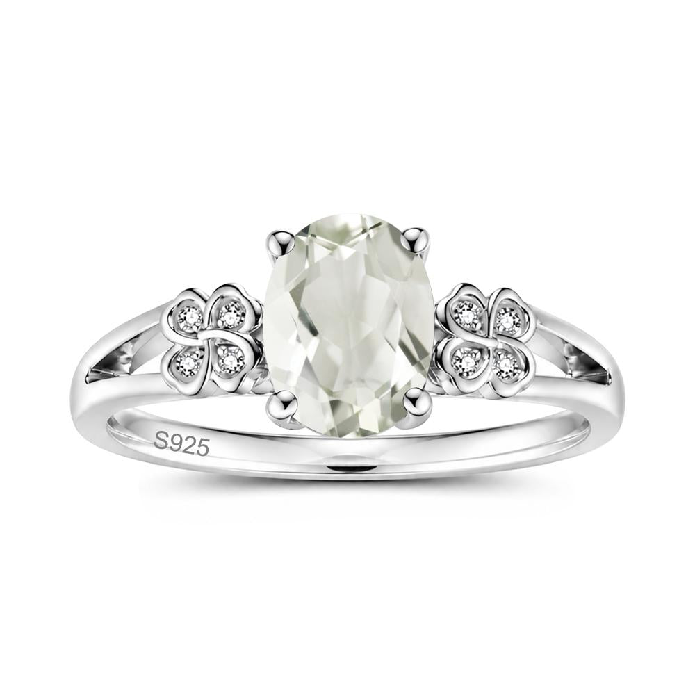 Oval Cut Emerald Leaf Clover Ring - LUO Jewelry #gemstone_Green Amethyst