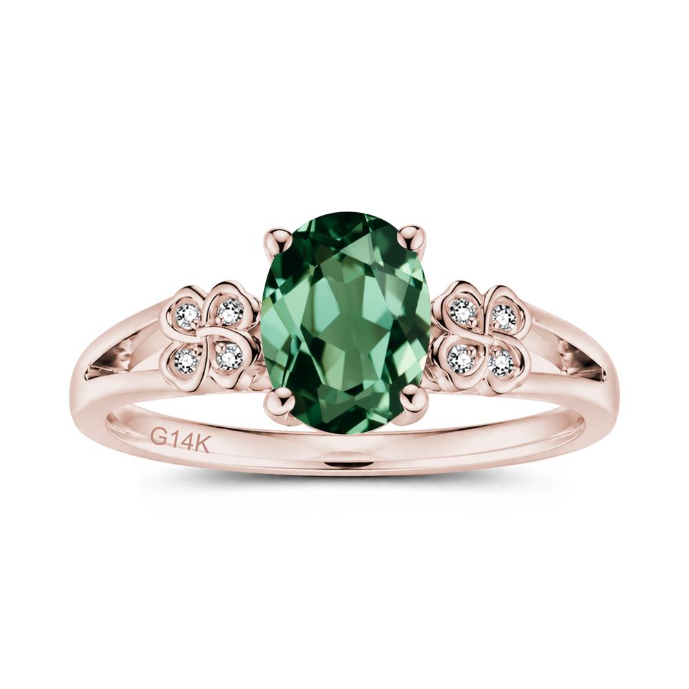 Oval Cut Emerald Leaf Clover Ring - LUO Jewelry #gemstone_Green Sapphire
