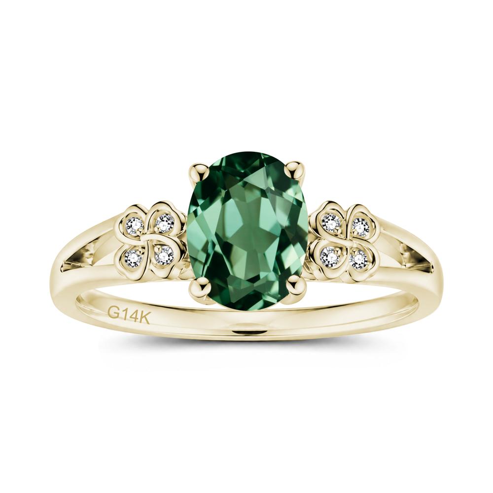 Oval Cut Emerald Leaf Clover Ring - LUO Jewelry #gemstone_Green Sapphire
