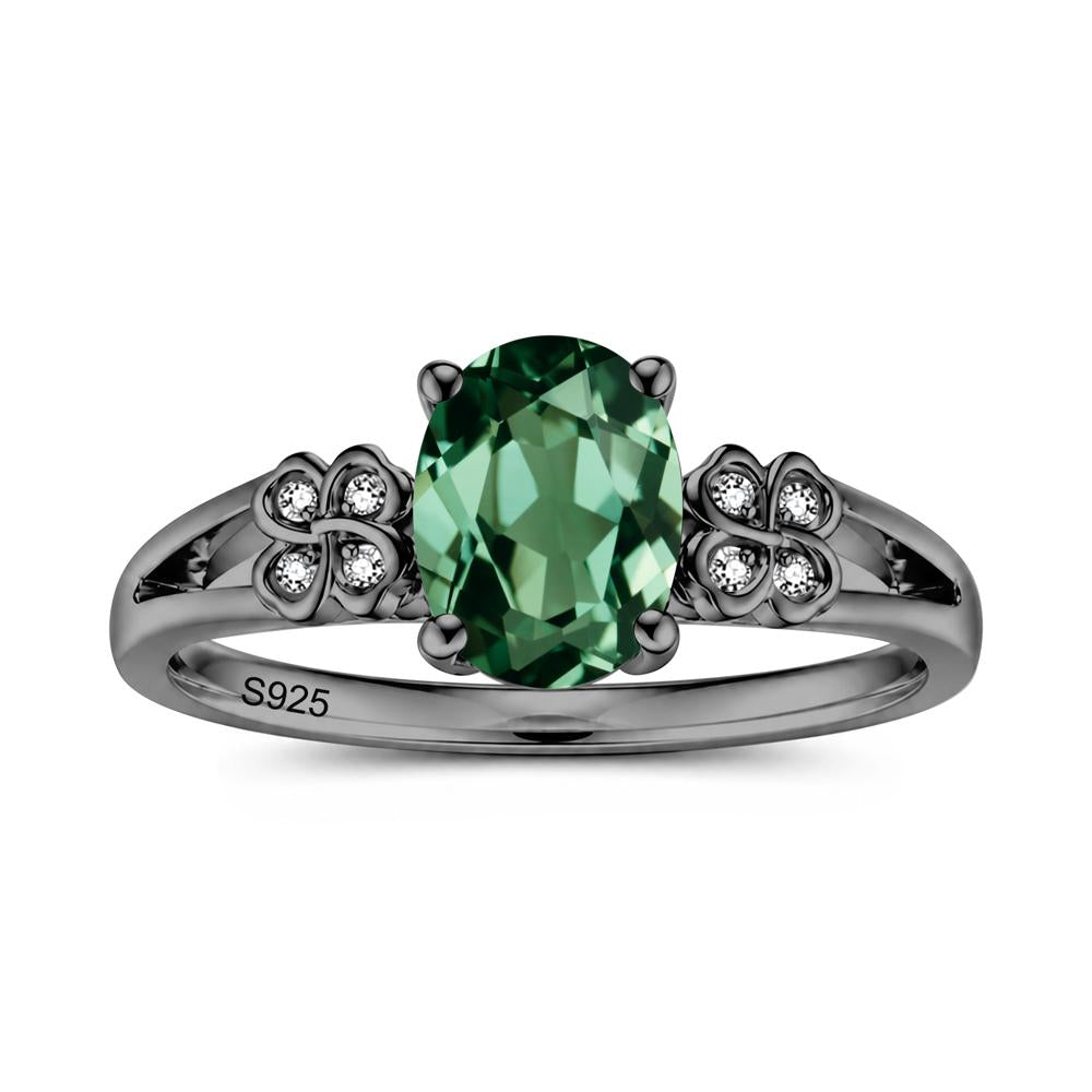 Oval Cut Emerald Leaf Clover Ring - LUO Jewelry #gemstone_Green Sapphire