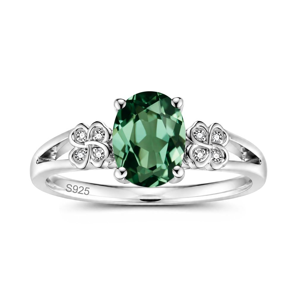 Oval Cut Emerald Leaf Clover Ring - LUO Jewelry #gemstone_Green Sapphire