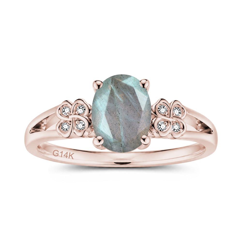 Oval Cut Emerald Leaf Clover Ring - LUO Jewelry #gemstone_Labradorite
