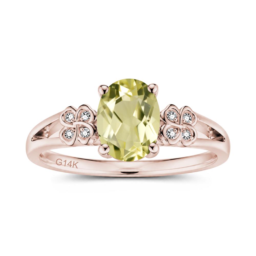Oval Cut Emerald Leaf Clover Ring - LUO Jewelry #gemstone_Lemon Quartz