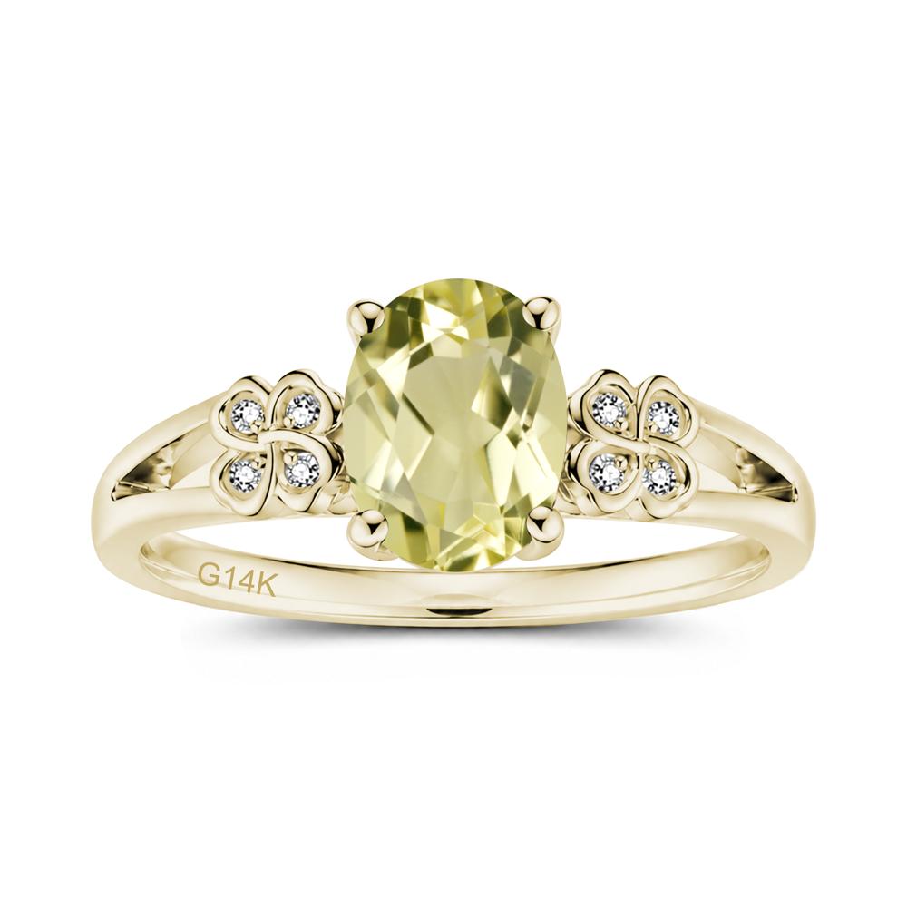 Oval Cut Emerald Leaf Clover Ring - LUO Jewelry #gemstone_Lemon Quartz