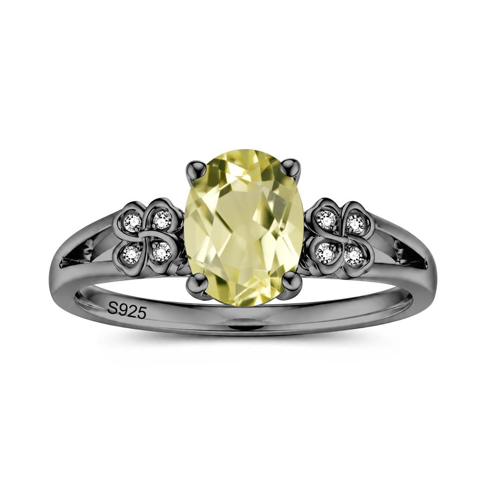 Oval Cut Emerald Leaf Clover Ring - LUO Jewelry #gemstone_Lemon Quartz