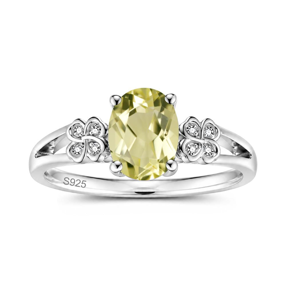 Oval Cut Emerald Leaf Clover Ring - LUO Jewelry #gemstone_Lemon Quartz